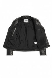 close-up-lining - Men Black Motorcycle Leather Jacket Leather Jacket, Leather Jackets