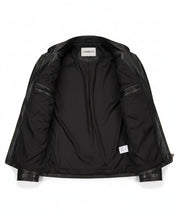 close-up-lining - Men black sheep leather Jacket, Men motorcycle jacket, Biker jacket for men