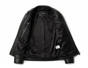 close-up-lining - Men black sheep leather Jacket, Men motorcycle jacket, biker jacket for men