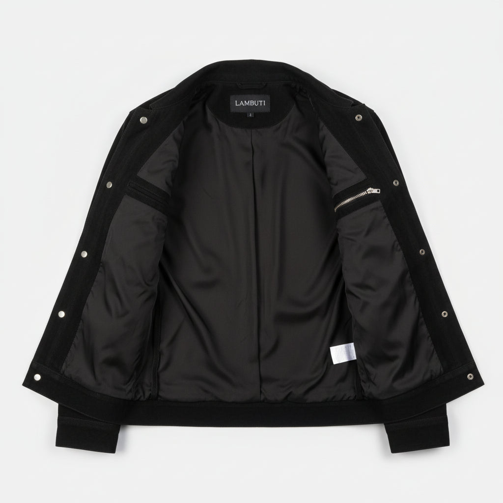 close-up-lining - Men black suede trucker jacket, suede multi pocket jacket, Jacket for men