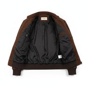 close-up-lining - Men Brown suede slim fit jacket, Men brown suede biker jacket