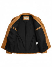 close-up-lining - Men Cowboy Style Leather Jacket, Western Style Fringe Leather Jackets