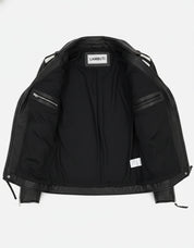 close-up-lining - Men two tone biker jacket, Men black and white fashion jacket