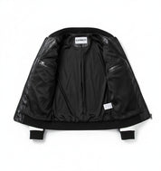 close-up-lining - Men Two Tone Quilted Leather Jacket Mens Fashion Stand Collar Rider Jacket