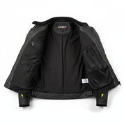 close-up-lining - Men Yellow and black contrast Motorcycle racing Jacket with Safety Pads