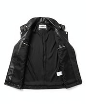 close-up-lining - Men's Black Belted Leather Jacket