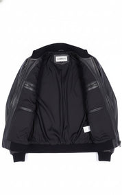 close-up-lining - Men's Bomber Leather Jacket, Leather Bomber Jacket, Men's Leather Jacket, Stylish Bomber Jacket