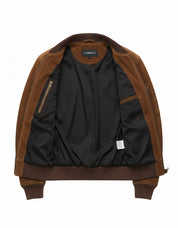 close-up-lining - Men's Bomber Suede Jacket, Suede Bomber Jacket, Men's Suede Jacket, Classic Bomber Jacket