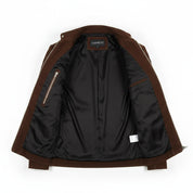 close-up-lining - Men's Brown Suede Slim Fit Biker Jacket