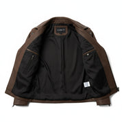 close-up-lining - Men's Cafe Racer Leather Jacket, Biker Jacket, Leather Moto Jacket, Handmade Motorcycle Jacket