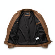 close-up-lining - Men's Cafe Racer Leather Jacket, Leather Biker Jacket, Motorcycle Leather Jacket, Men's Moto Jacket