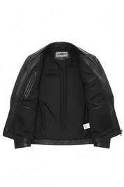 close-up-lining - Men's Cafe Racer Leather Jacket, Motorcycle Leather Jacket, Handmade Biker Jacket