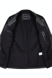 close-up-lining - Men's Car Coat Jacket, Leather Overcoat, Tailored Leather Jacket, Smooth Leather Coat