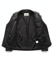 close-up-lining - Men's Customizable Black Biker Leather Jacket