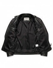 close-up-lining - Mens Fashion Black Leather Jacket, Men Biker Leather Jacket, Jacket For