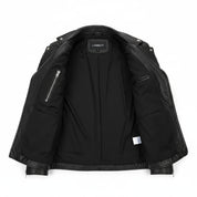 close-up-lining - Mens Genuine Real Lambskin Leather Motorcycle Jacket, New Motorcycle Jacket