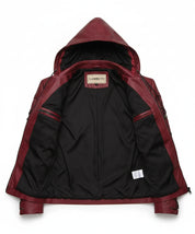 close-up-lining - Men's Hooded Leather Jacket with Custom Tailoring