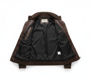 close-up-lining - Men's Leather Jackets Korean Style Casual Slim Fit Biker Leather Jacket