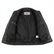 close-up-lining - Men's Leather USA Flag Jacket with YKK Zips