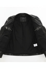 close-up-lining - Men's Moto Leather Jacket, Biker Jacket, Asymmetrical Zip Leather Jacket, Motorcycle Jacket