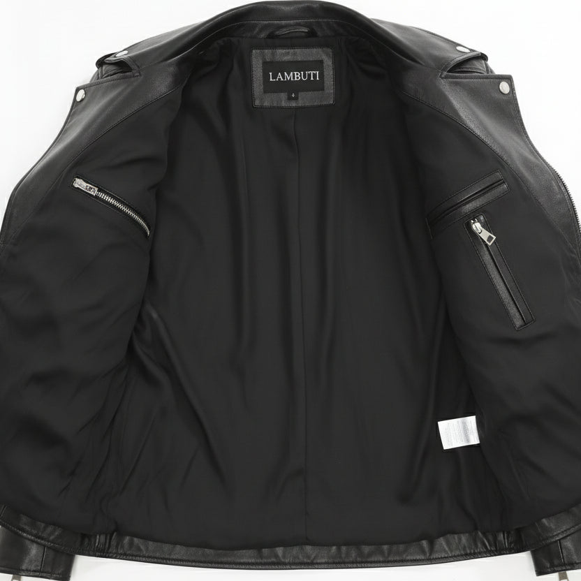 close-up-lining - Men's Moto Leather Jacket, Biker Jacket, Leather Motorcycle Jacket, Men's Leather Moto Jacket