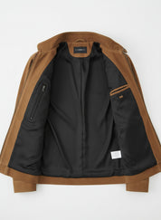 close-up-lining - Men's Racer Suede Jacket, Men's Suede Jacket, Racer Style Jacket, Lightweight Suede Jacket