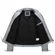 close-up-lining - Mens Real Leather Antique Wash Retro Vintage Style Biker Jacket Slim fit