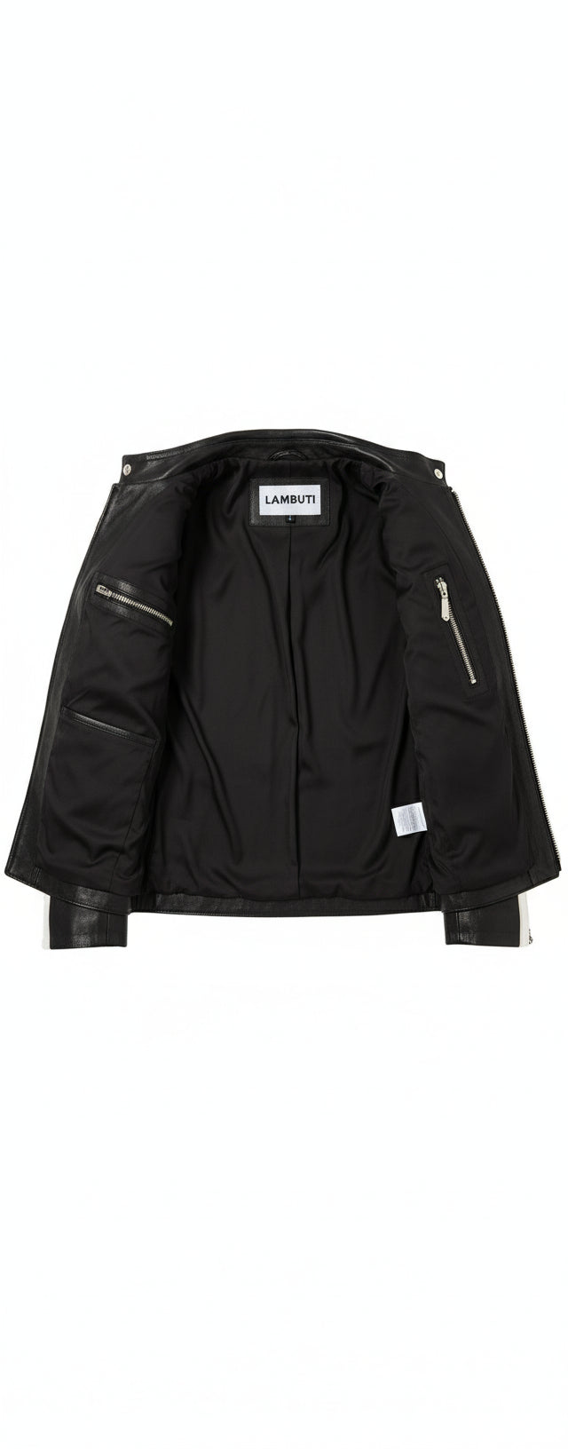 close-up-lining - Men's Retro Diamond Studded Leather Motorcycle Jacket