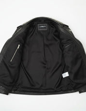 close-up-lining - Men's Skull Studded Black Leather Jacket