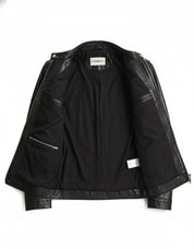 close-up-lining - Men's Slim Fit Biker Leather Jacket, Stylish Cowhide Leather Jacket for Men