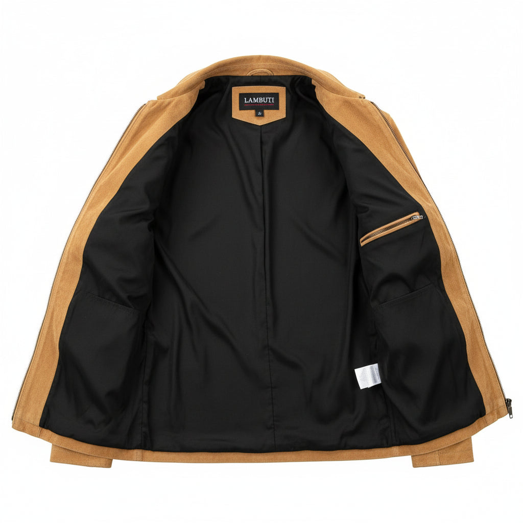 close-up-lining - Men's Suede Leather Fringes Jacket Cowboy, Suede Leather Cowboy Jacket for Men