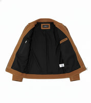 close-up-lining - Men's Tan Brown Suede Jacket with Zip Closure