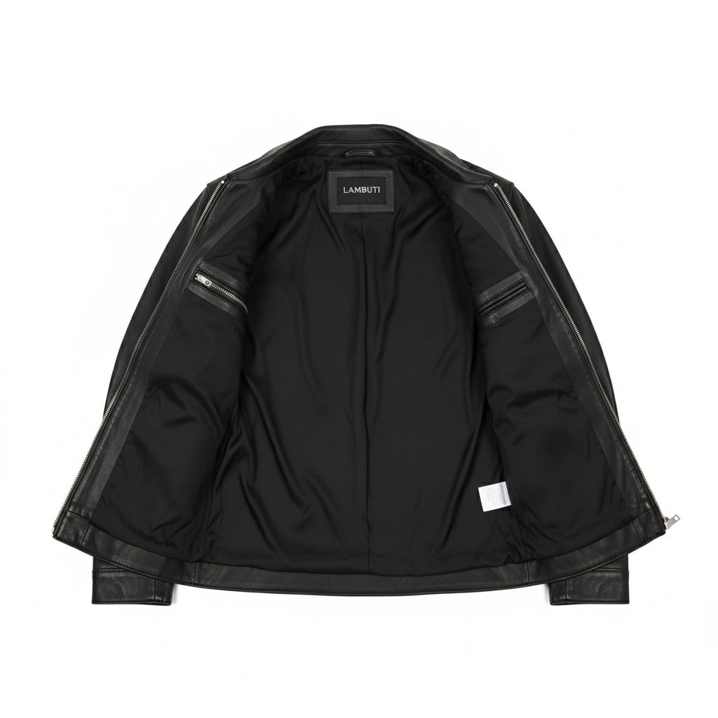 close-up-lining - Men's Trucker Jacket, Suede Leather Jacket, Men's Casual Jacket, Lightweight Leather Jacket