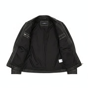 close-up-lining - Men's Trucker Jacket, Suede Leather Jacket, Men's Casual Jacket, Lightweight Leather Jacket