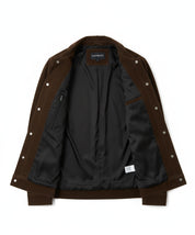 close-up-lining - Men's Trucker Suede Jacket, Classic Suede Jacket, Casual Men's Jacket, Dark Brown Trucker Jacket