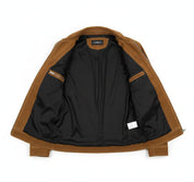 close-up-lining - Men's Trucker Suede Jacket, Suede Jacket for Men, Classic Suede Trucker Jacket, Medium Brown Suede Jacket