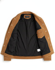 close-up-lining - Men's Trucker Suede Jacket, Suede Truck Jacket, Men's Casual Suede Jacket