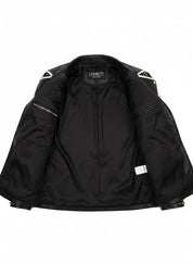 close-up-lining - Men's Two-Tone Leather Punk Rock Motorcycle Jacket