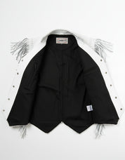 close-up-lining - Men’s White Cowboy Leather Jacket, Premium Western Leather Jacket for Men