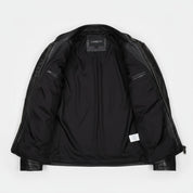 close-up-lining - New Black biker leather jacket, Men black bober leather jacket, men jackets