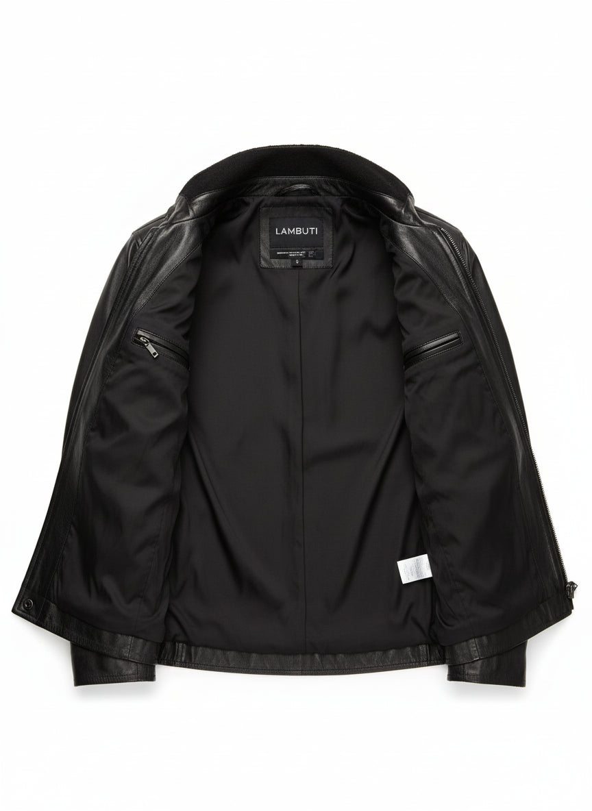 close-up-lining - New Men Black Leather Biker Jackets, Real Leather Jackets For Mens