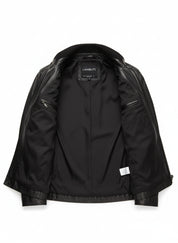 close-up-lining - New Men Black Leather Biker Jackets, Real Leather Jackets For Mens