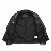 close-up-lining - Punk Men Hooded Leather Jacket Black Biker Leather Jacket Fashion Jacket