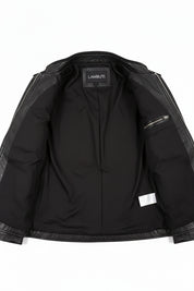 close-up-lining - Unisex Streetwear Leather Jacket in Genuine Lamb Skin