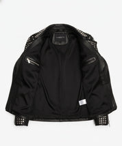 close-up-lining - Women All over sliver studded Moto Jacket, 's Fashion moto Jacket