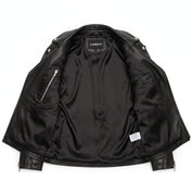 close-up-lining - Women Black Leather moto Jacket, Womens Fashion black leather belted Jacket