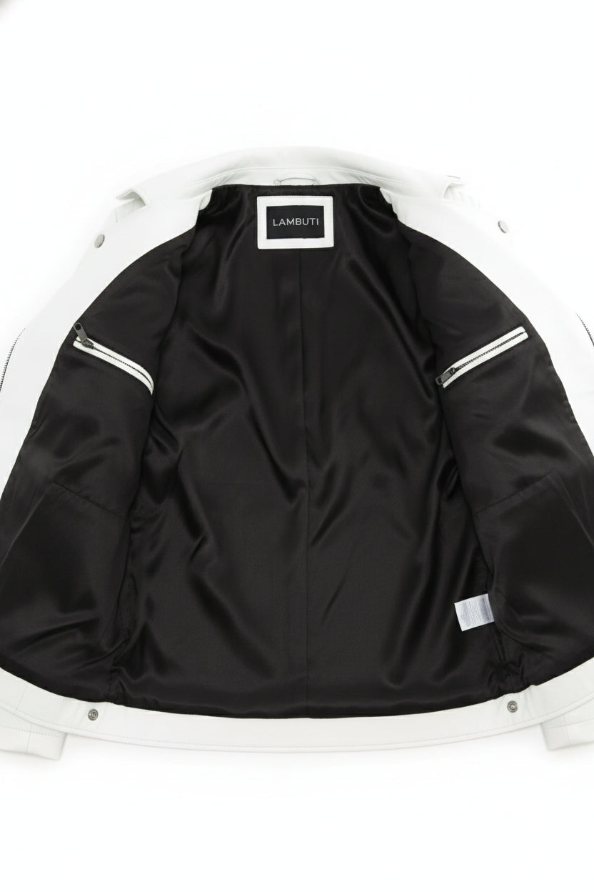 close-up-lining - Women's Biker Leather Jacket, Moto Style Jacket, Leather Motorcycle Jacket, Women's Moto Jacket