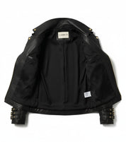 close-up-lining - Women's Biker Quilted Black Leather Jacket
