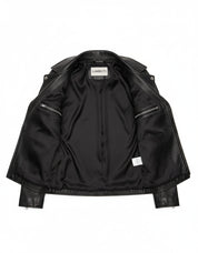close-up-lining - Women's Black Leather Biker Jacket