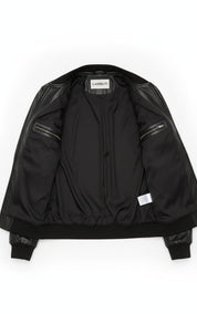 close-up-lining - Women's Bomber Leather Jacket, Women's Leather Bomber, Leather Jacket for Women, Smooth Leather Bomber Jacket